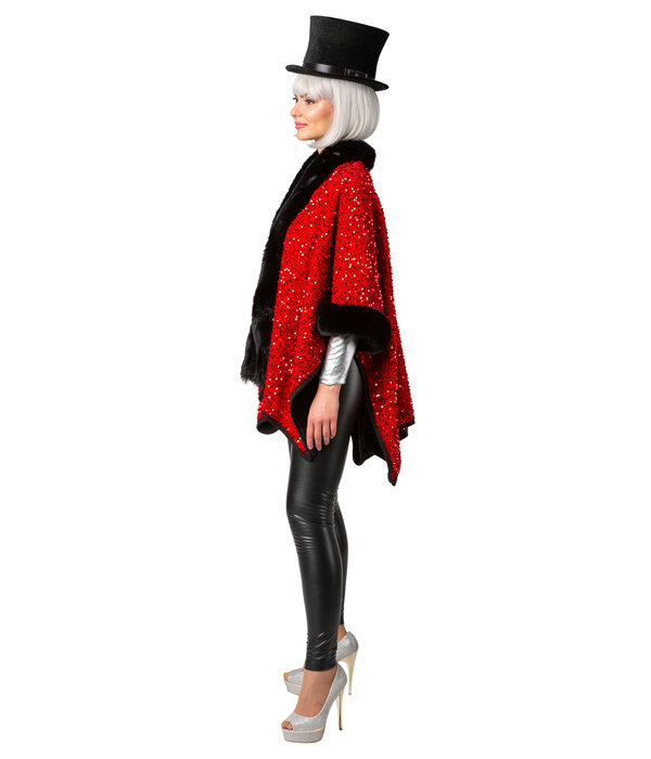 Cosy Poncho Pailletten Rood
