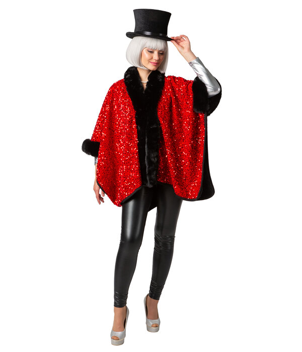 Cosy Poncho Pailletten Rood
