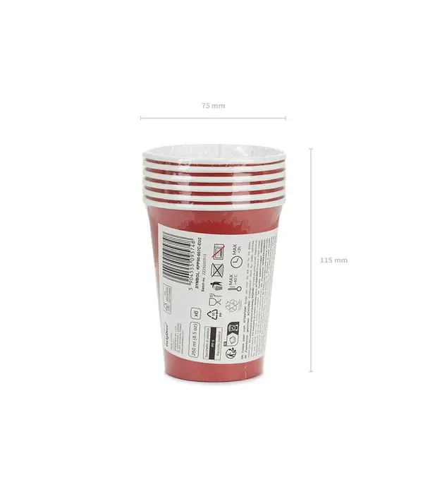 Cups Donkerrood 250ml (6st)
