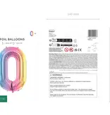 stel Regenboog Folieballon Cijfer 0 (86cm)
