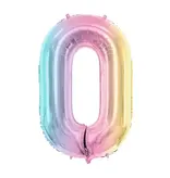 stel Regenboog Folieballon Cijfer 0 (86cm)