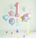 Pastel Regenboog Folieballon Cijfer 1 (86cm)