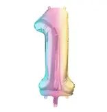 Pastel Regenboog Folieballon Cijfer 1 (86cm)