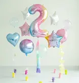 Pastel Regenboog Folieballon Cijfer 2 (86cm)