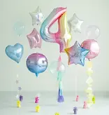 Pastel Regenboog Folieballon Cijfer 4 (86cm)