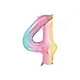 Pastel Regenboog Folieballon Cijfer 4 (86cm)