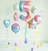 Pastel Regenboog Folieballon Cijfer 5 (86cm)