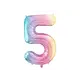 Pastel Regenboog Folieballon Cijfer 5 (86cm)