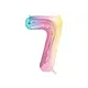 Pastel Regenboog Folieballon Cijfer 7 (86cm)