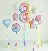 Pastel Regenboog Folieballon Cijfer 8 (86cm)