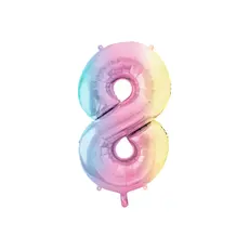 Pastel Regenboog Folieballon Cijfer 8 (86cm)