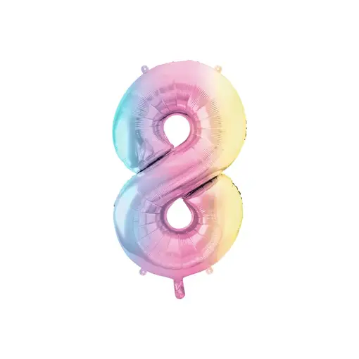 Pastel Regenboog Folieballon Cijfer 8 (86cm)