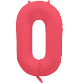 Folieballon Cijfer 0 Neon Rood (86cm)