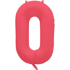 Folieballon Cijfer 0 Neon Rood (86cm)