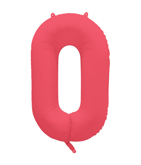 Folieballon Cijfer 0 Neon Rood (86cm)