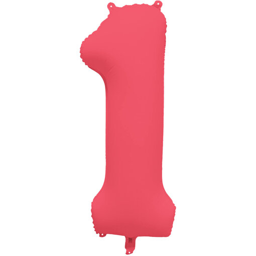Folieballon Cijfer 1 Neon Rood (86cm)