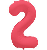 Folieballon Cijfer 2 Neon Rood (86cm)