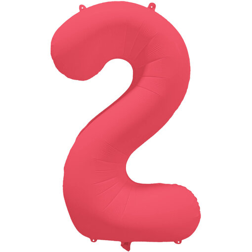 Folieballon Cijfer 2 Neon Rood (86cm)
