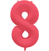 Folieballon Cijfer 8 Neon Rood (86cm)