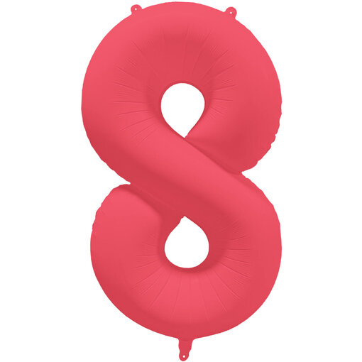 Folieballon Cijfer 8 Neon Rood (86cm)