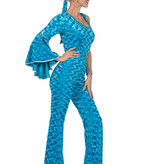 Disco Catsuit Velvet Aqua Dames