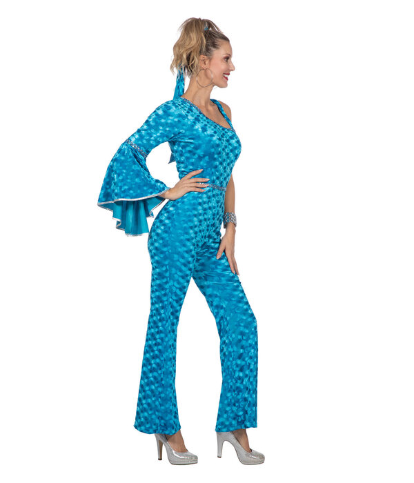 Disco Catsuit Velvet Aqua Dames