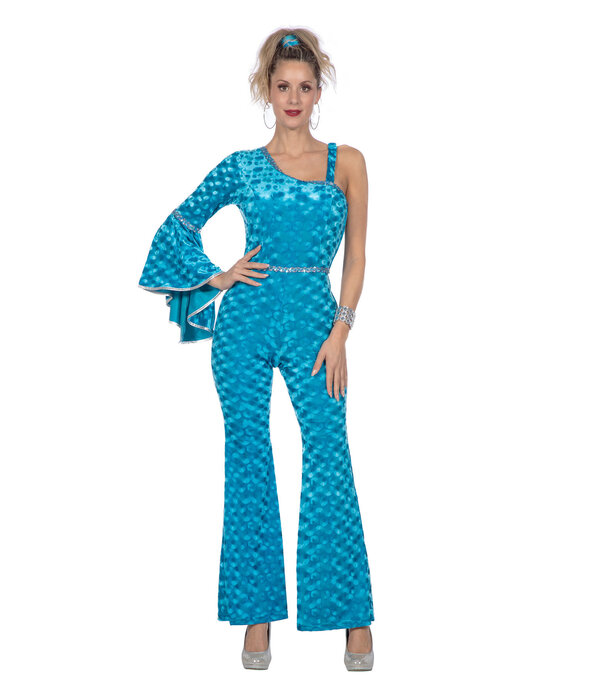 Disco Catsuit Velvet Aqua Dames