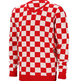 Gebreide Trui Brabant Rood/Wit Geblokt