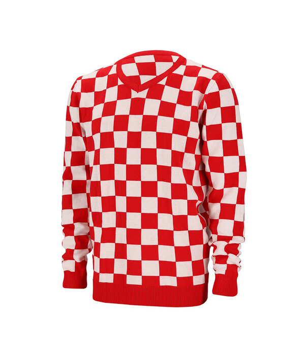 Gebreide Trui Brabant Rood/Wit Geblokt