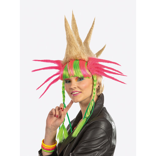 Pruik Punk Crazy Rainbow