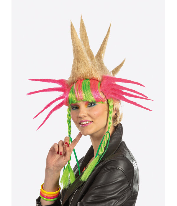 Pruik Punk Crazy Rainbow