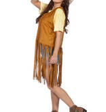 Hippie Vest Lang Bruin met Franje