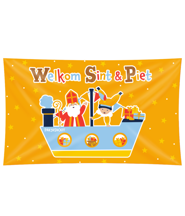 XXL Gevelvlag Welkom Sint & Piet (90x150xm)