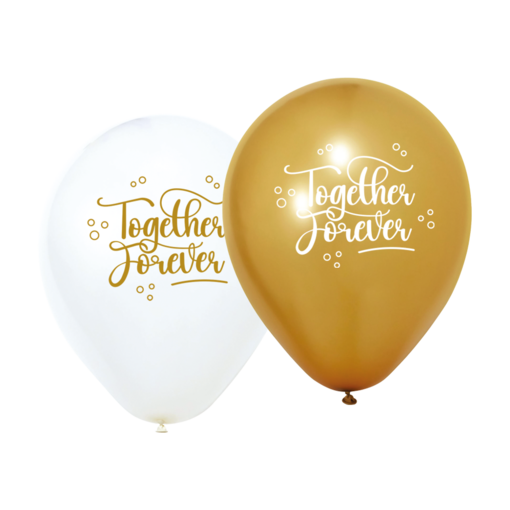 Ballonnen Together Forever Wit & Goud (8st)