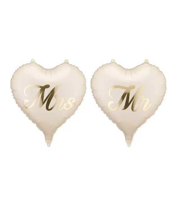 Folieballonnen Hart Elegant Mr en Mrs (45cm)