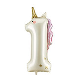 Folieballon Cijfer 1 Unicorn (93cm)