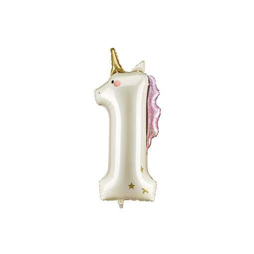 Folieballon Cijfer 1 Unicorn (93cm)