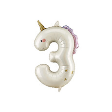 Folieballon Cijfer 3 Unicorn (93cm)