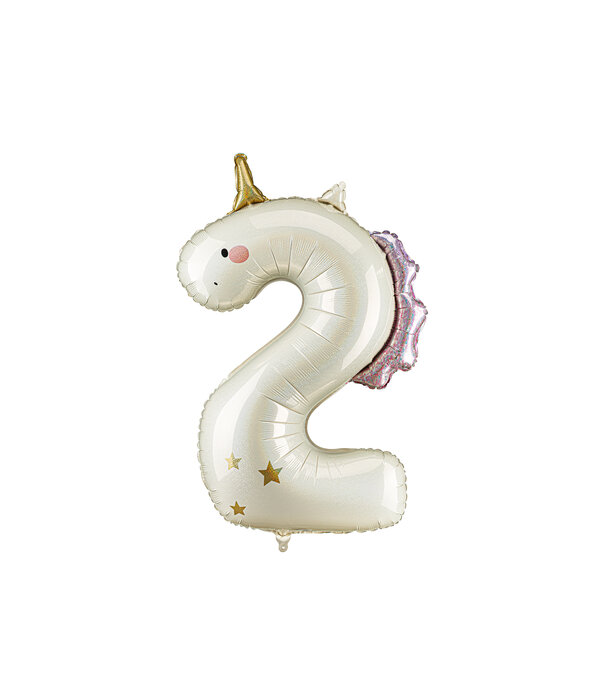 Folieballon Cijfer 2 Unicorn (93cm)