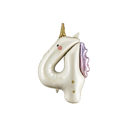 Folieballon Cijfer 4 Unicorn (93cm)