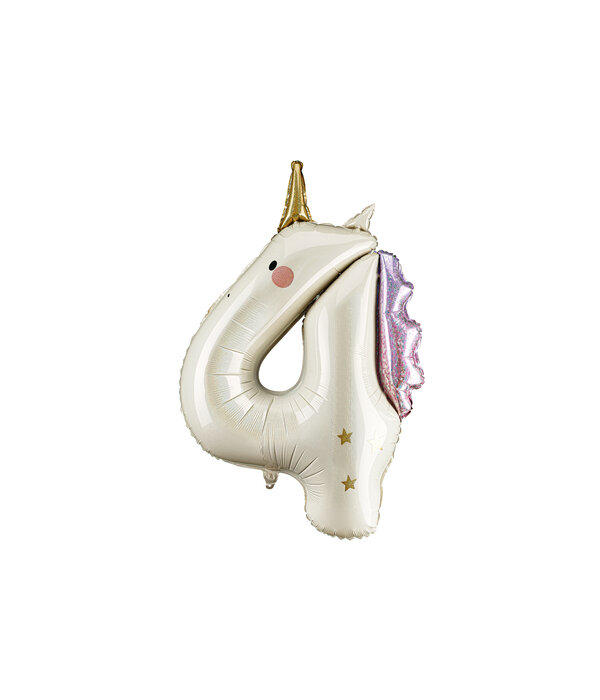 Folieballon Cijfer 4 Unicorn (93cm)