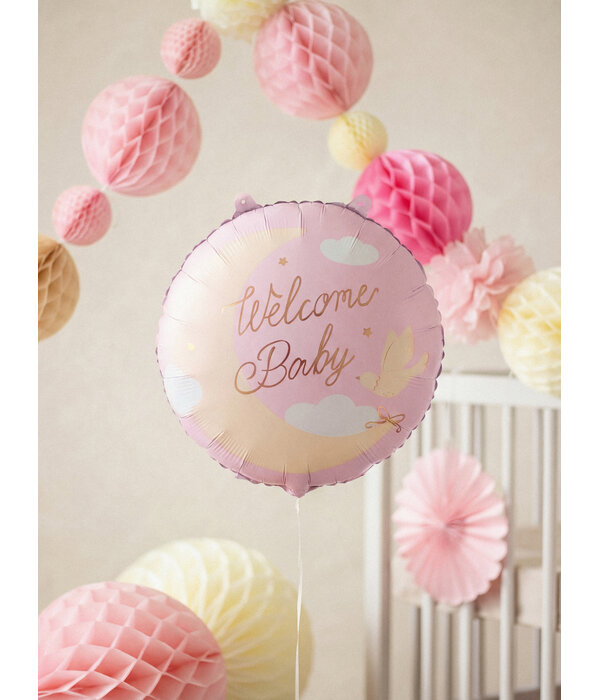 Folieballon Welcome Baby Roze (35cm)