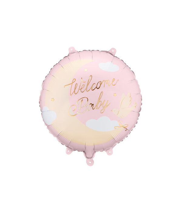 Folieballon Welcome Baby Roze (35cm)