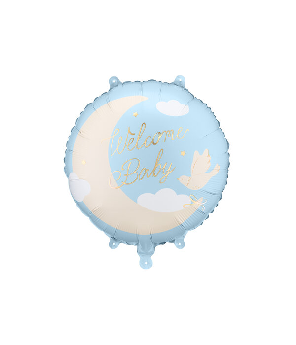 Folieballon Welcome Baby Blauw (35cm)