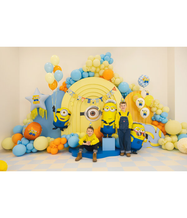 Folieballon Minion Blauw/Wit Rond 45cm