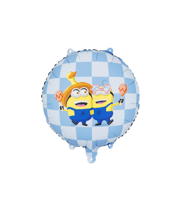 Folieballon Minion Blauw/Wit Rond 45cm