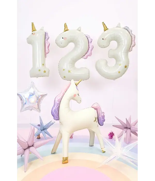 Folieballon Cijfer 1 Unicorn (93cm)