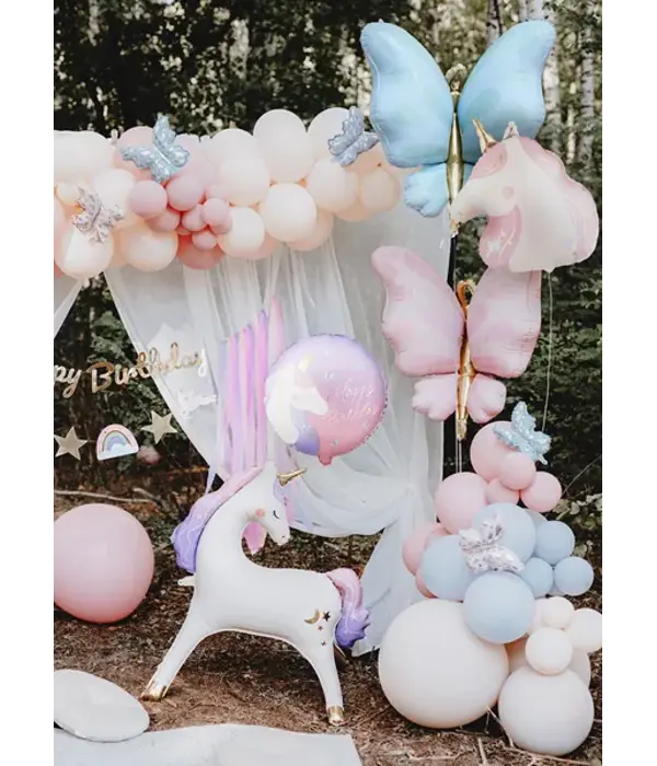 Folieballon Happy Birthday Eenhoorn Vlinder (45cm)