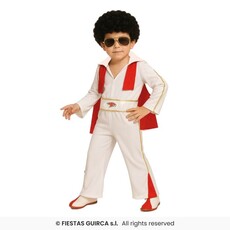 Elvis King Of Rock Kostuum Kind Wit/Rood