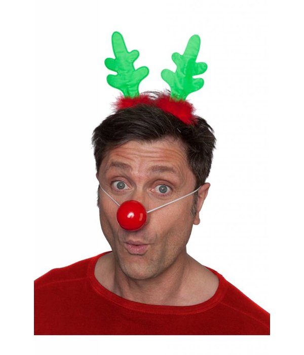 Diadeem met gewei &  rode neus